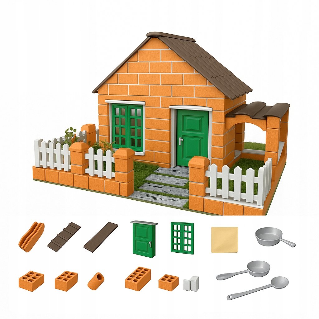 Zabawka ZBUDUJ DOM BUDOWA dla DZIECI Mini DOMEK 152 Elementy ZAPRAWA DIY