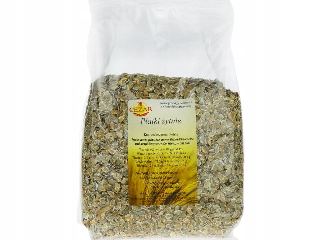 PŁATKI ŻYTNIE ZWYKŁE 1KG NATURALNE JEDZ ZDROWO+