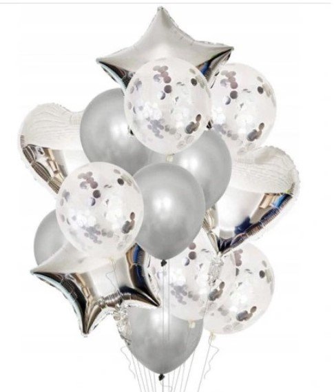 BALONY NA URODZINY ZESTAW BALONÓW MIX 14 SZT ŚLUB PARTY