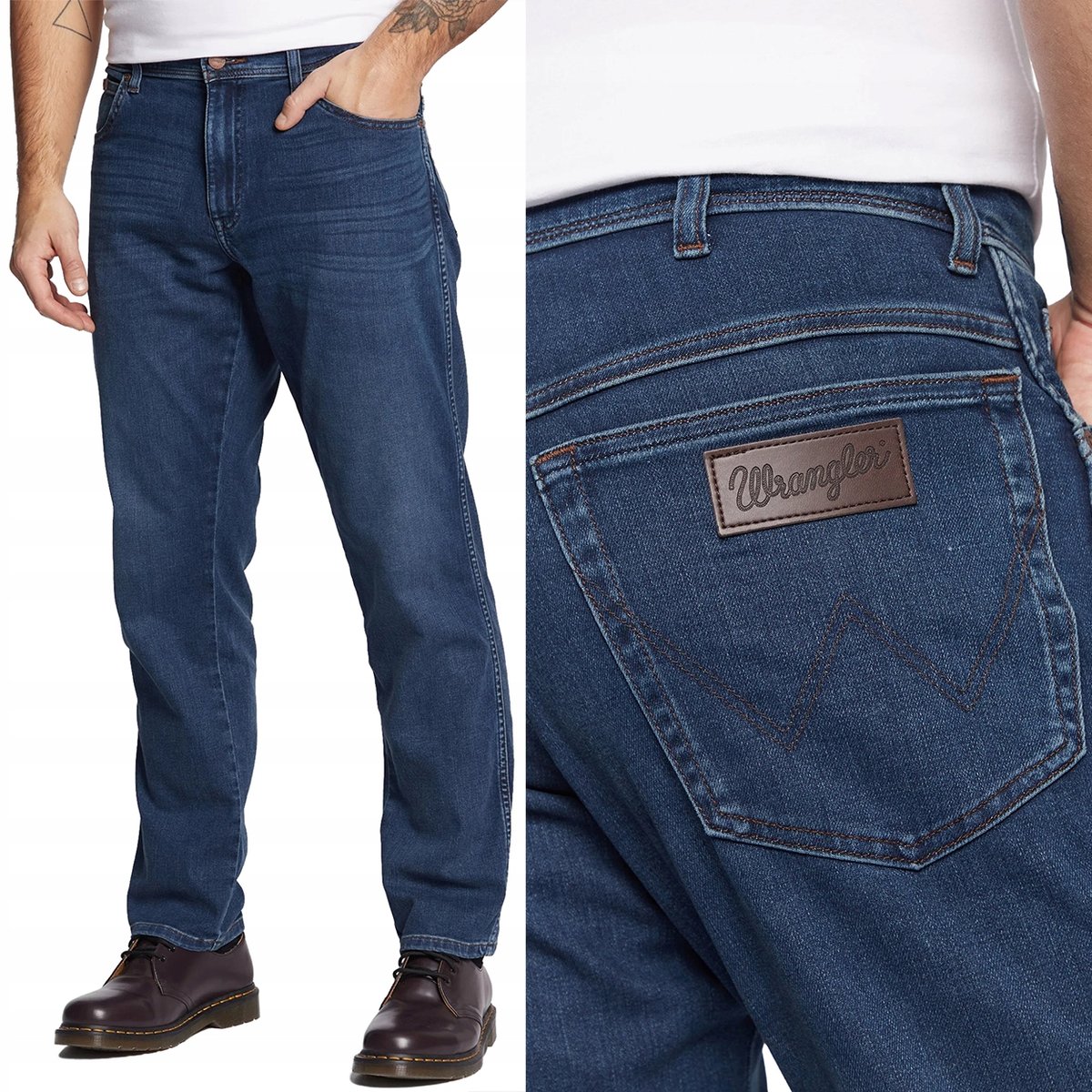 Wrangler TEXAS SLIM Silkyway EPIC SOFT ELASTYCZNE SPODNIE JEANSOWE W32 L36