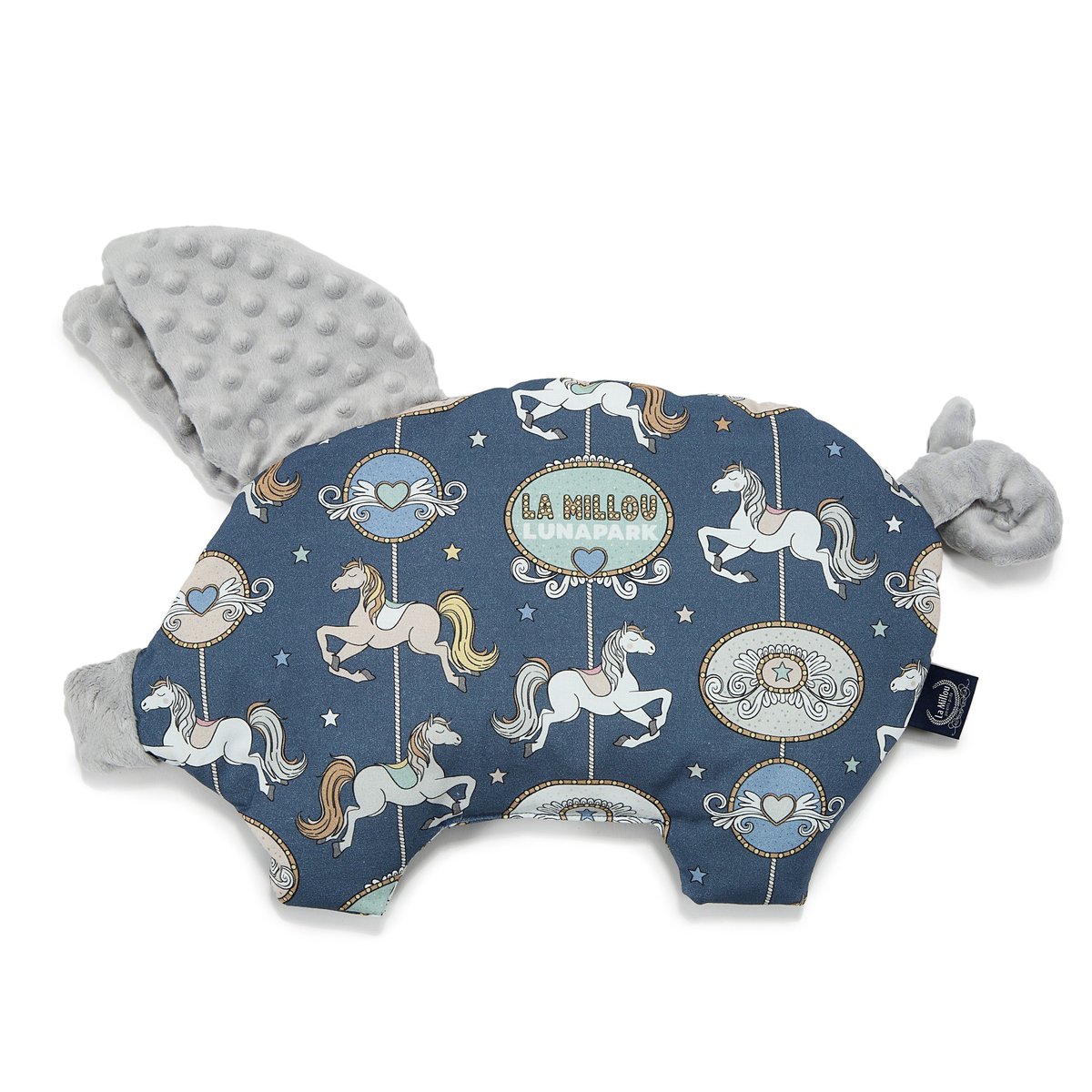 LA MILLOU PODUSZKA SLEEPY PIG MINKY LUNAPARK BY NIGHT LIGHT GREY