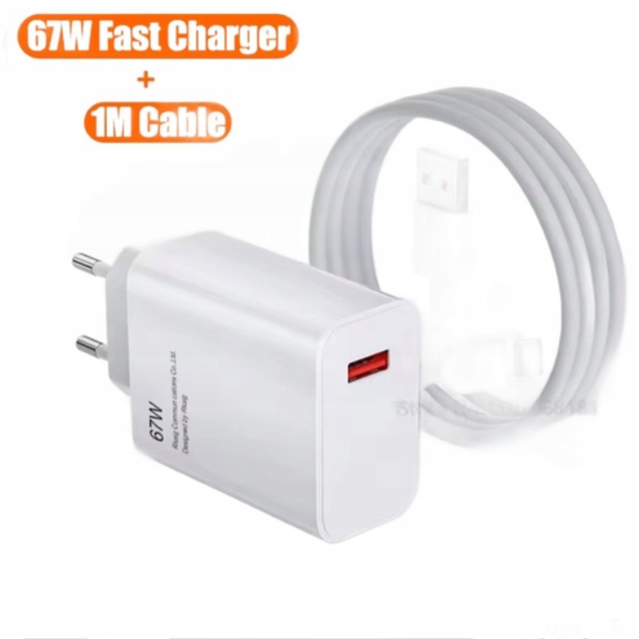 SZYBKA ŁADOWARKA SIECIOWA 67W DO TELEFONU Xiaomi, Redmi, POCO + KABEL 1m