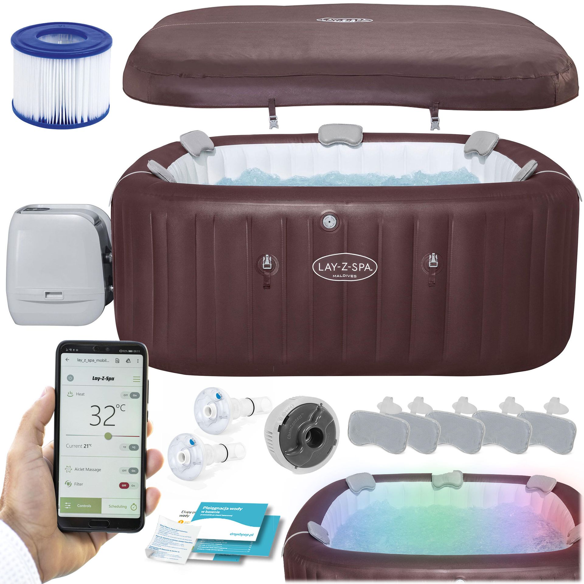 BESTWAY Dmuchane SPA Lay-Z Maldives Pro 7 osobowe 6001U
