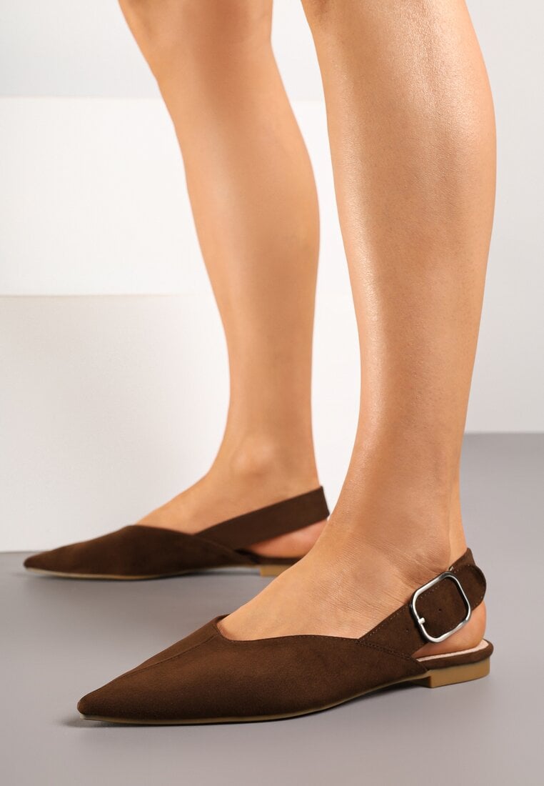 Brązowe Sandały Vices Bez Pięty ze Skórzaną Wkładką Ralovira