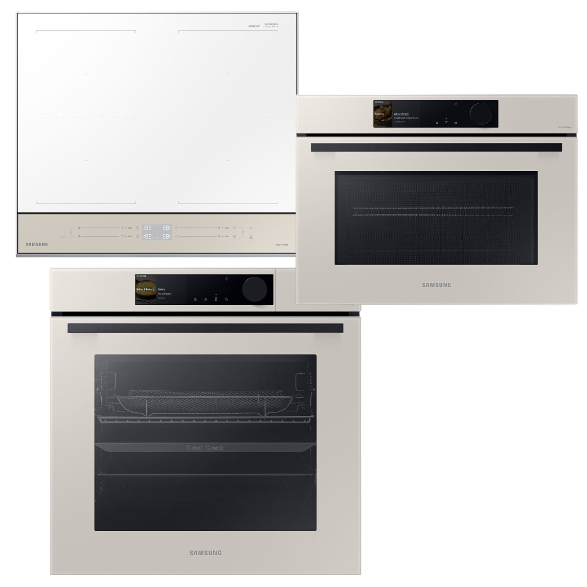 Zestaw AGD do zabudowy Samsung Bespoke Płyta NZ 64B5067YY+ Piekarnik kompaktowy NQ 5B6753CAA+Piekarnik NV 7B6665IAA Kremowy