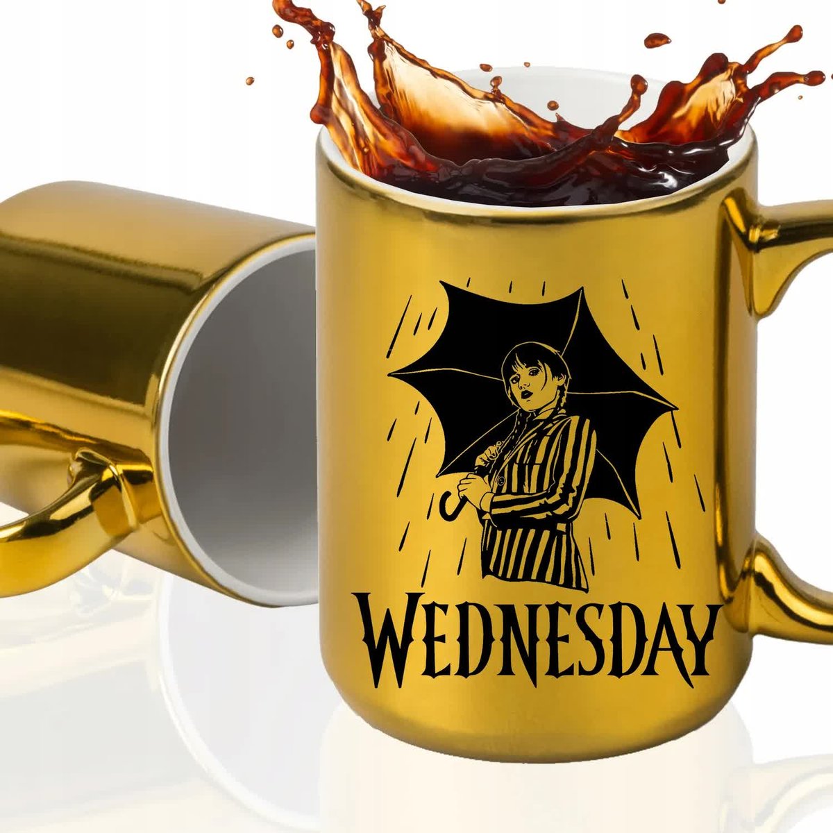 Kubek Duży ZŁOTY Na Prezent Urodziny DLA FANA WEDNESDAY ADAMS Wzory