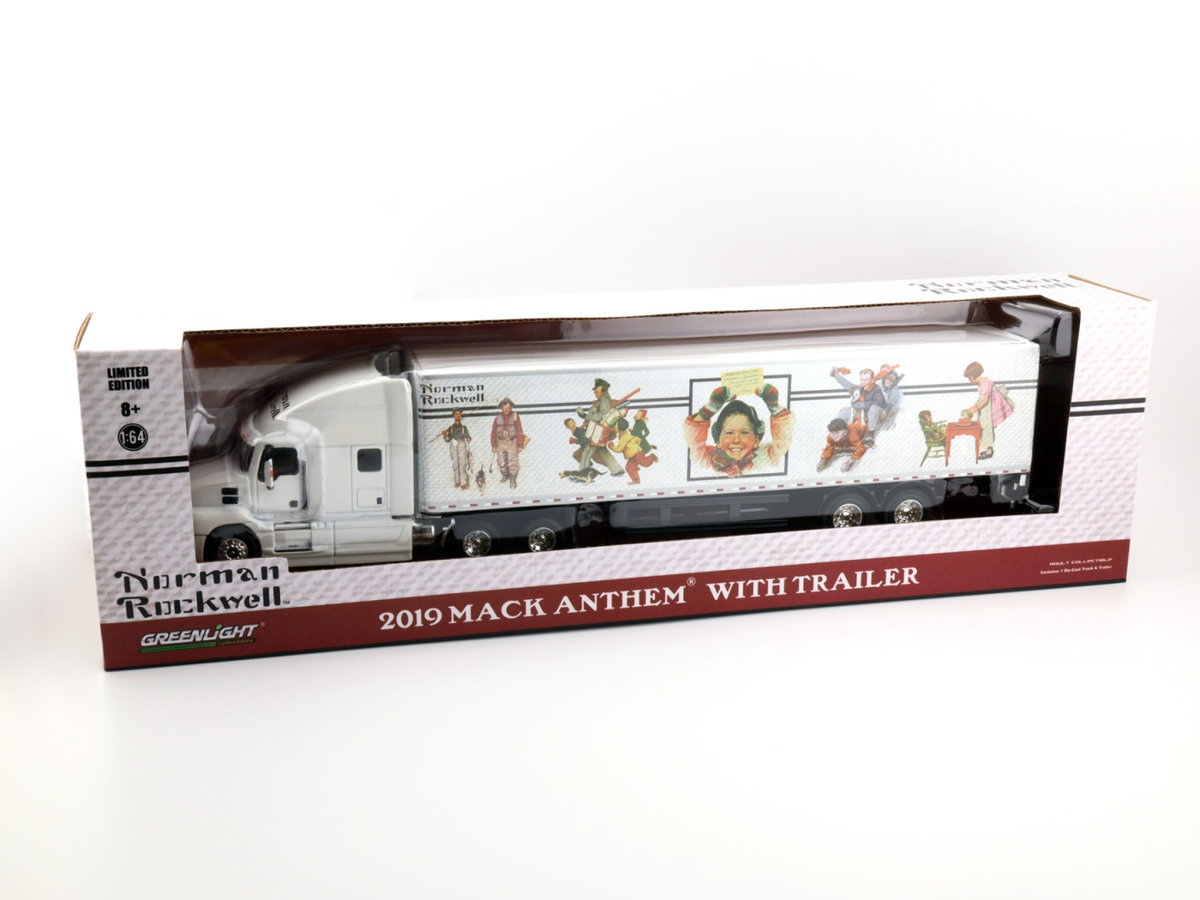 GREENLIGHT 2019 Mack Anthem & Trailer Norman Rockwell 1:64