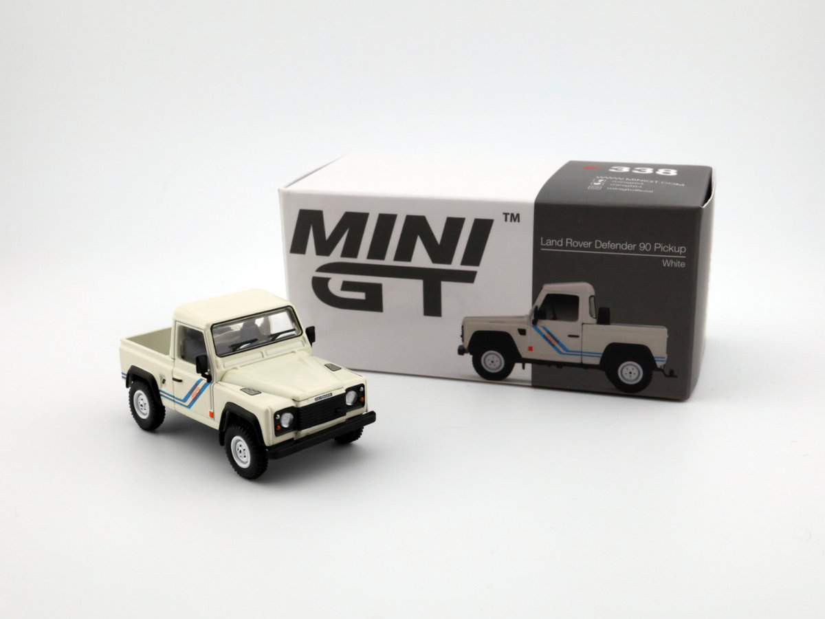 MINI GT Land Rover Defender 90 Pickup White RHD MGT00338-R