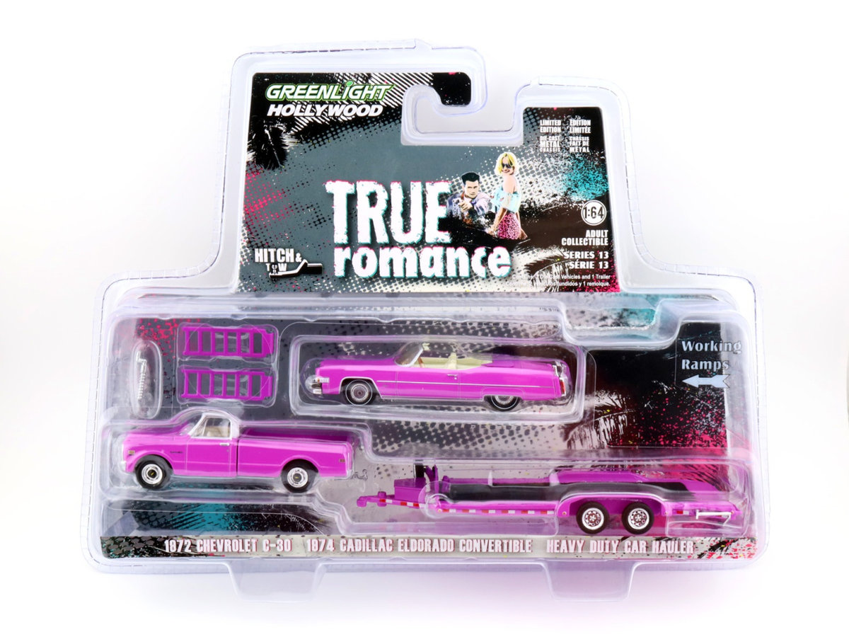 GREENLIGHT 1972 Chevrolet C-30 1974 Cadillac Eldorado Convertible Heavy Duty Car Hauler True Romance