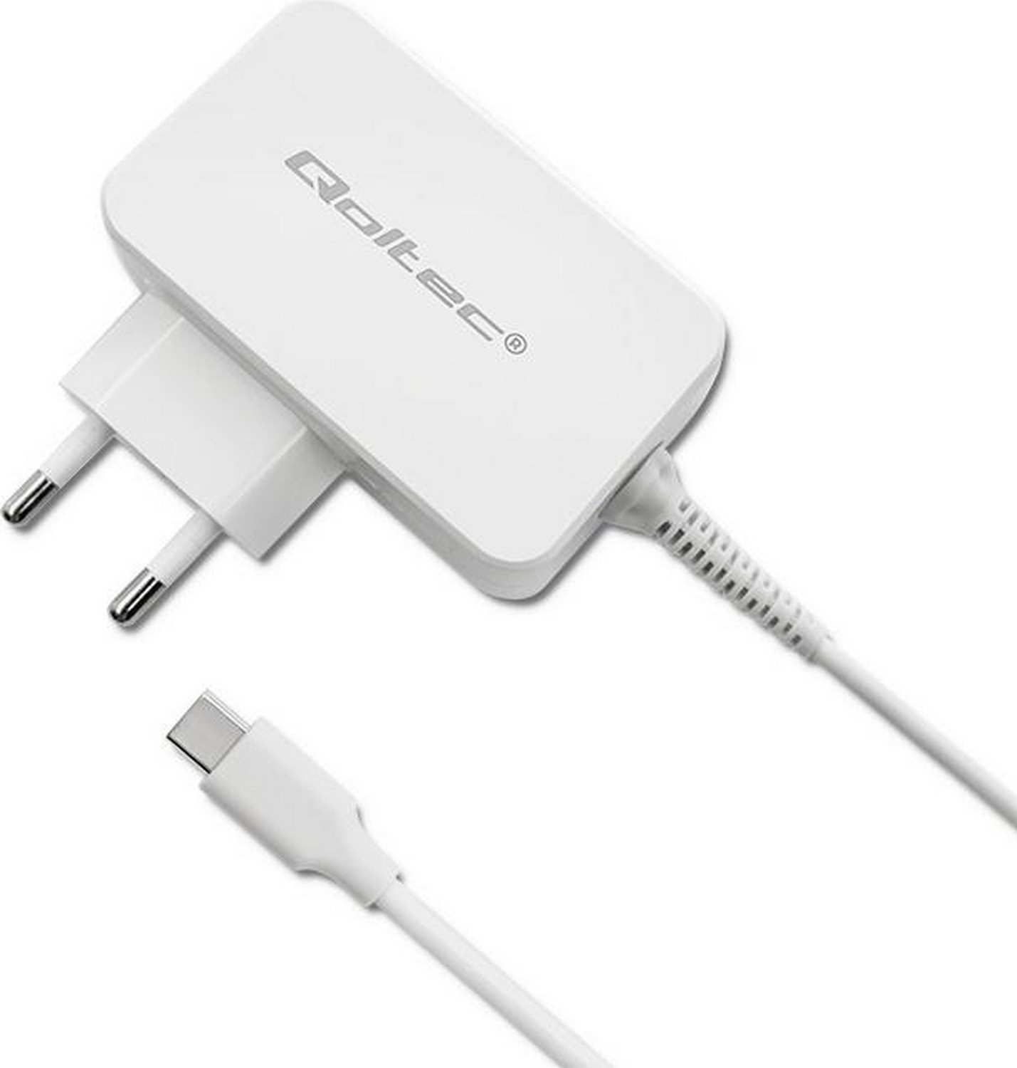 Qoltec 65W 5-20.3V 2-3.25A USB typ C PD Laptop Smartfon Biały 51039 51039