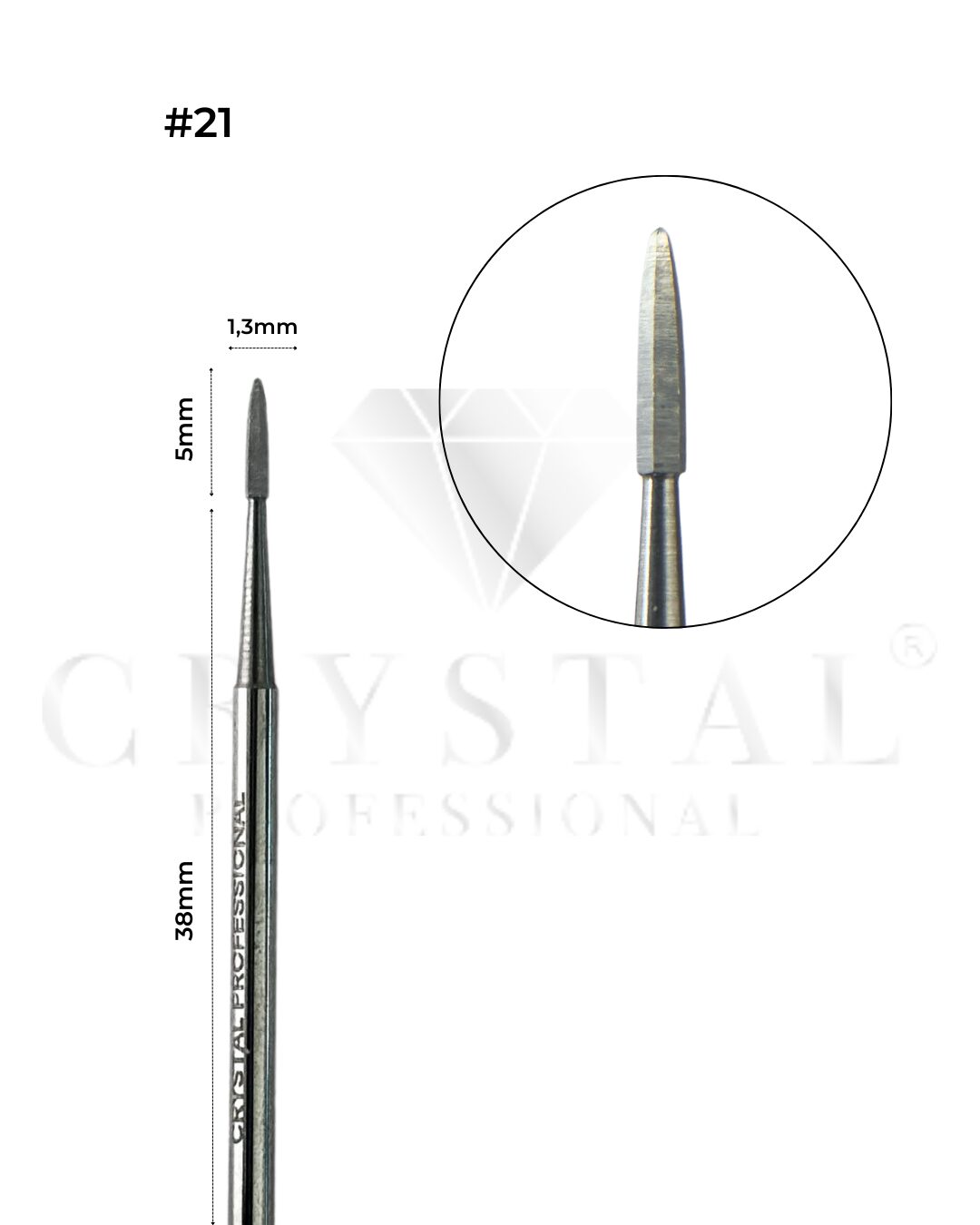 FREZ WĘGLIKOWY „BEZPIECZNY” Crystal Professional №21 (BEZ ABRAZJI 1,3 mm)