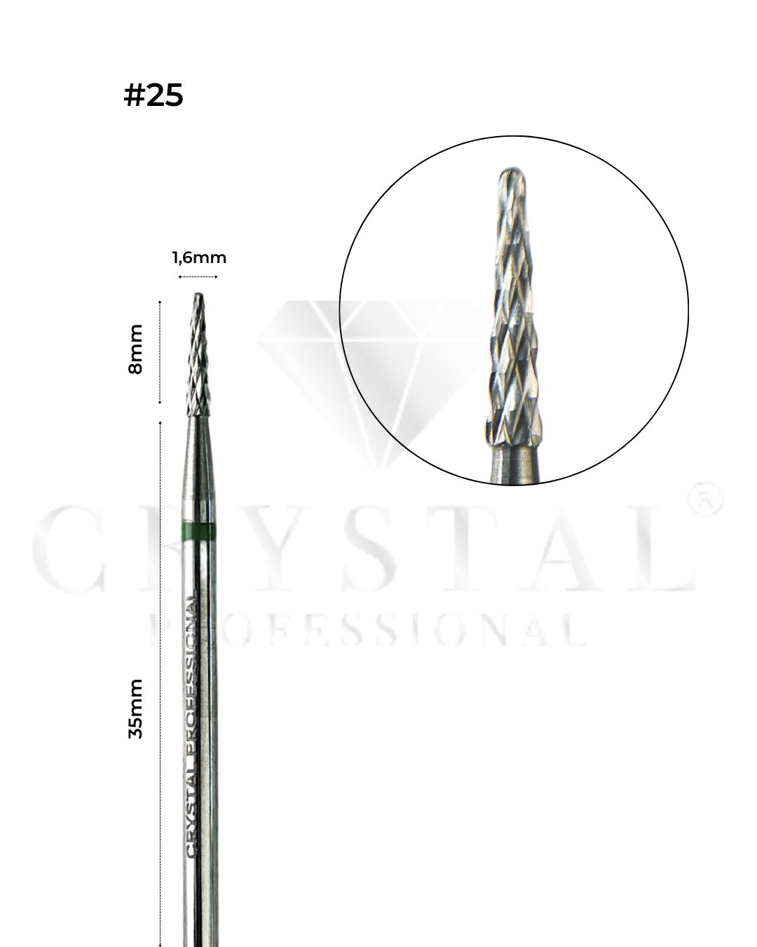FREZ KARBIDOWY №25 Crystal Professional Stożek Węglika Spiekanego 1,6mm