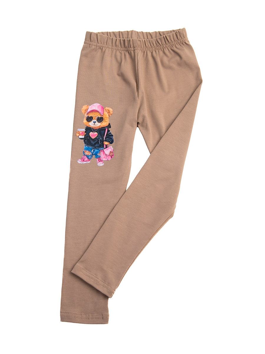 Dziewczęce legginsy z nadrukiem misia serce mocca Tup Tup r.98