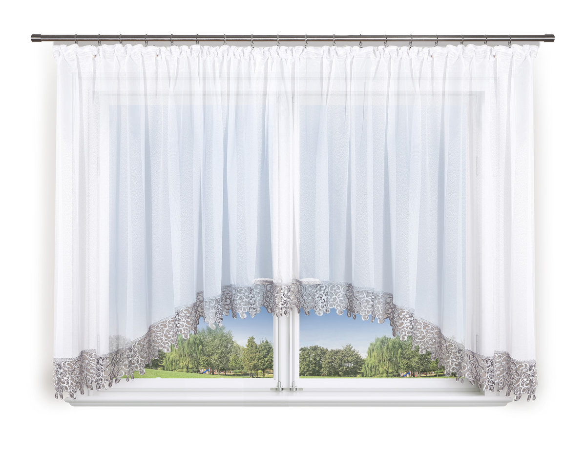 Firana 400x150,łuk,markizeta,gipiura 15cm-szara
