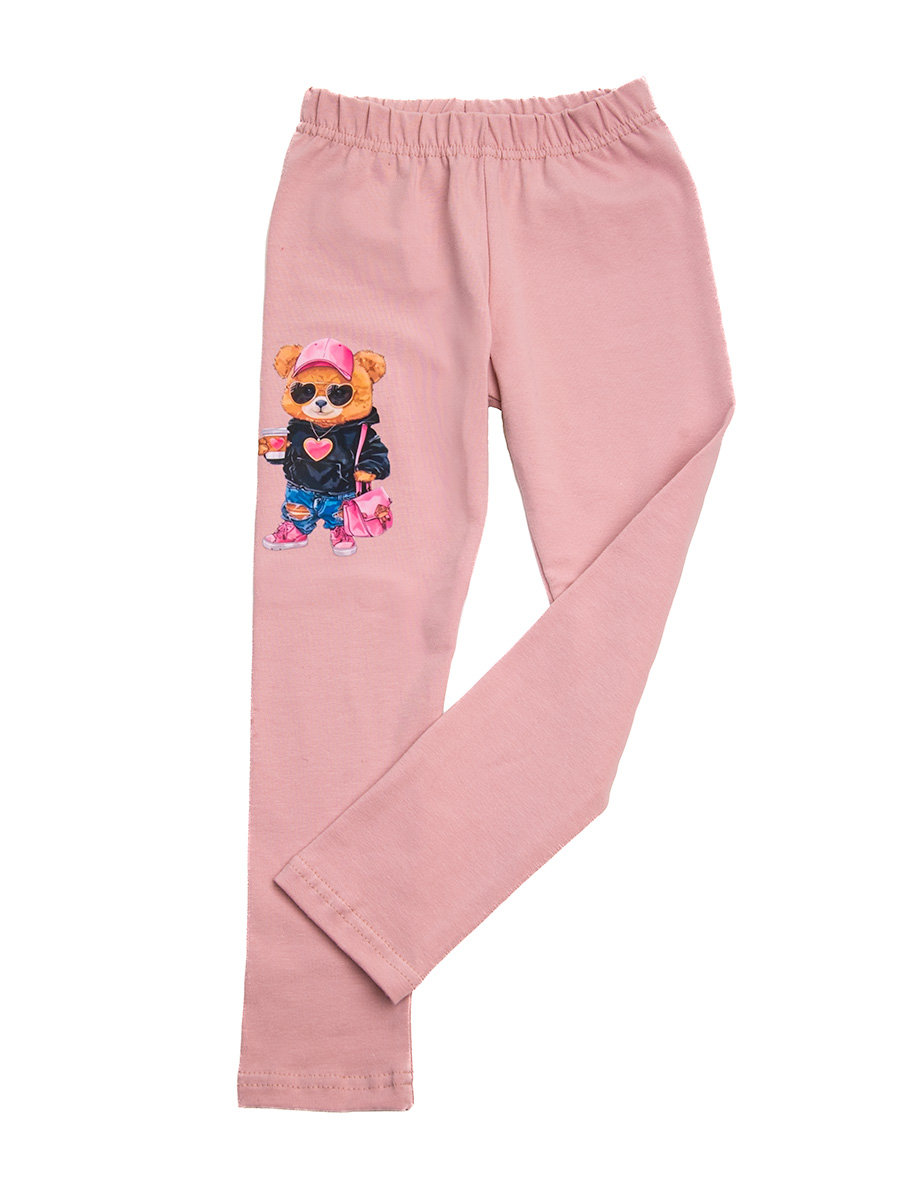 Dziewczęce legginsy z nadrukiem misia serce jasnoróżowe Tup Tup r.110