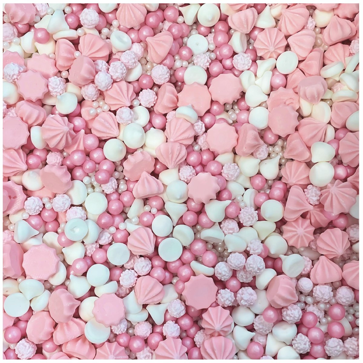 Posypka ozdoby na tort bezy perełki dekoracje urodzinowe biały różowy 50g