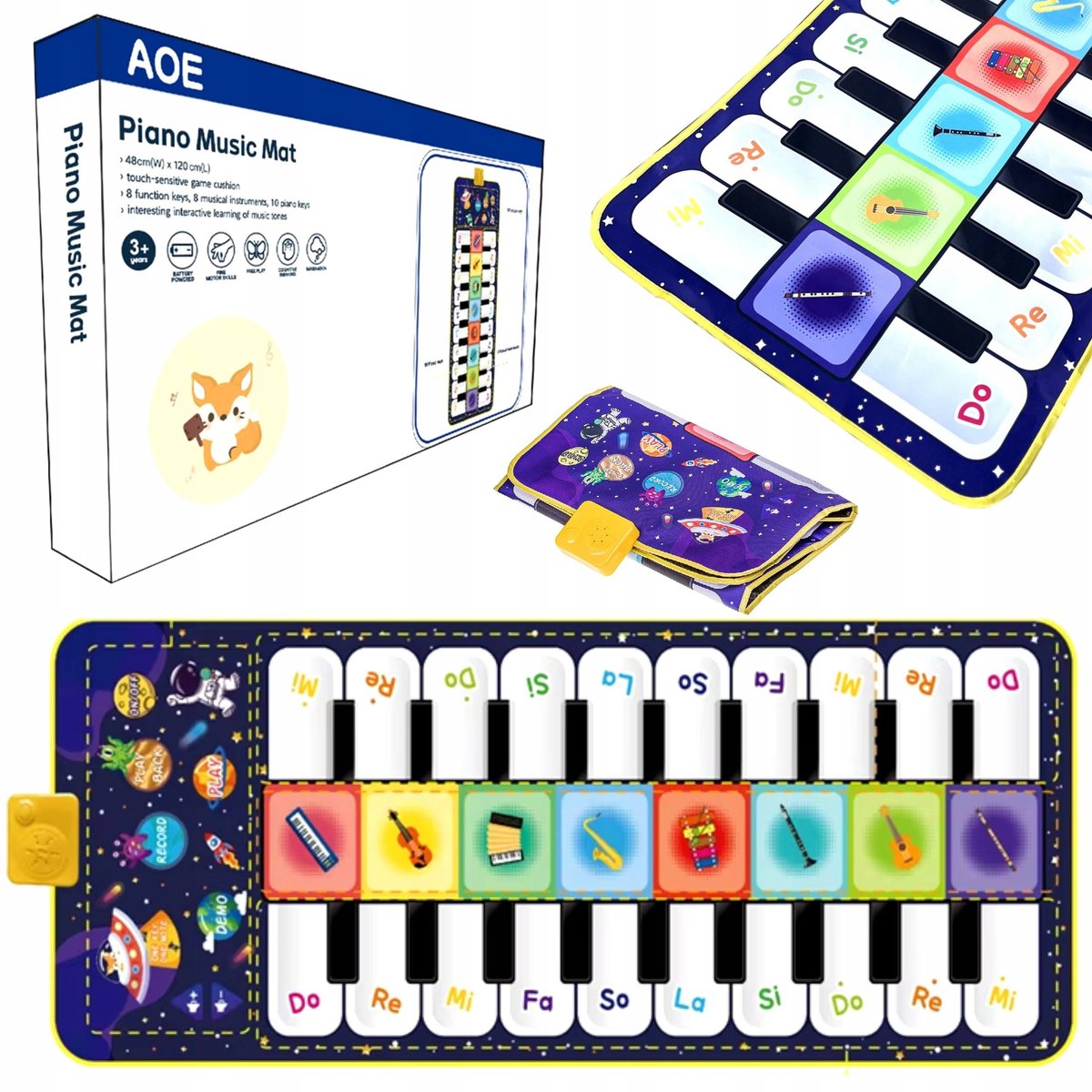 MATA MUZYCZNA 120X49 cm DO TAŃCZENIA PIANINKO NAGRYWA DLA DZIECI DO ZABAWY