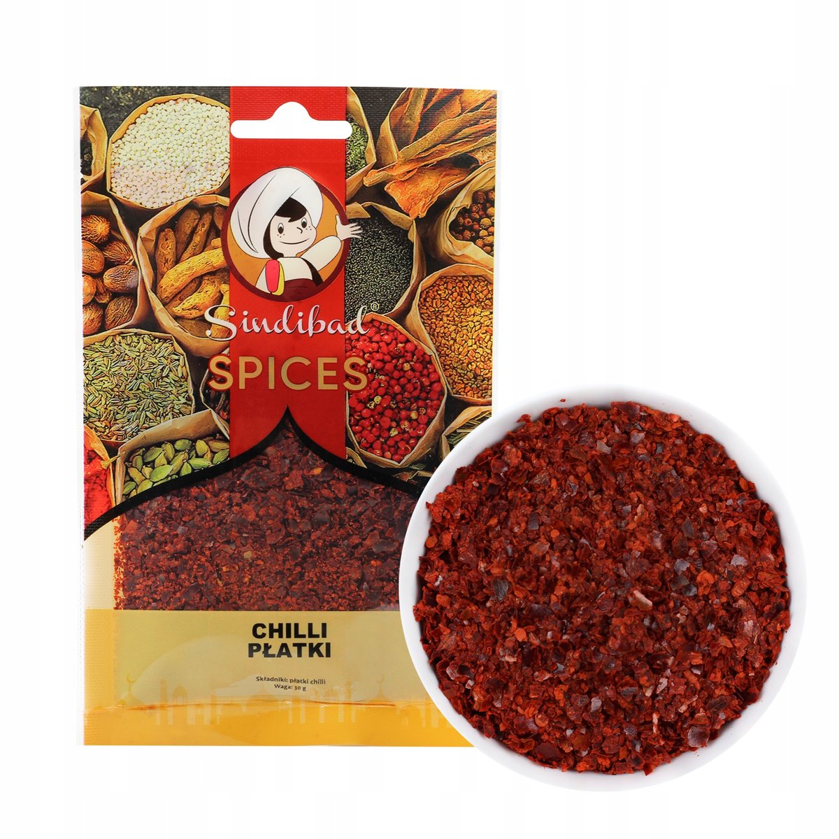 CHILLI FLAKES PŁATKI OSTREJ PAPRYKI 30g G Sindibad CHILI GRYS