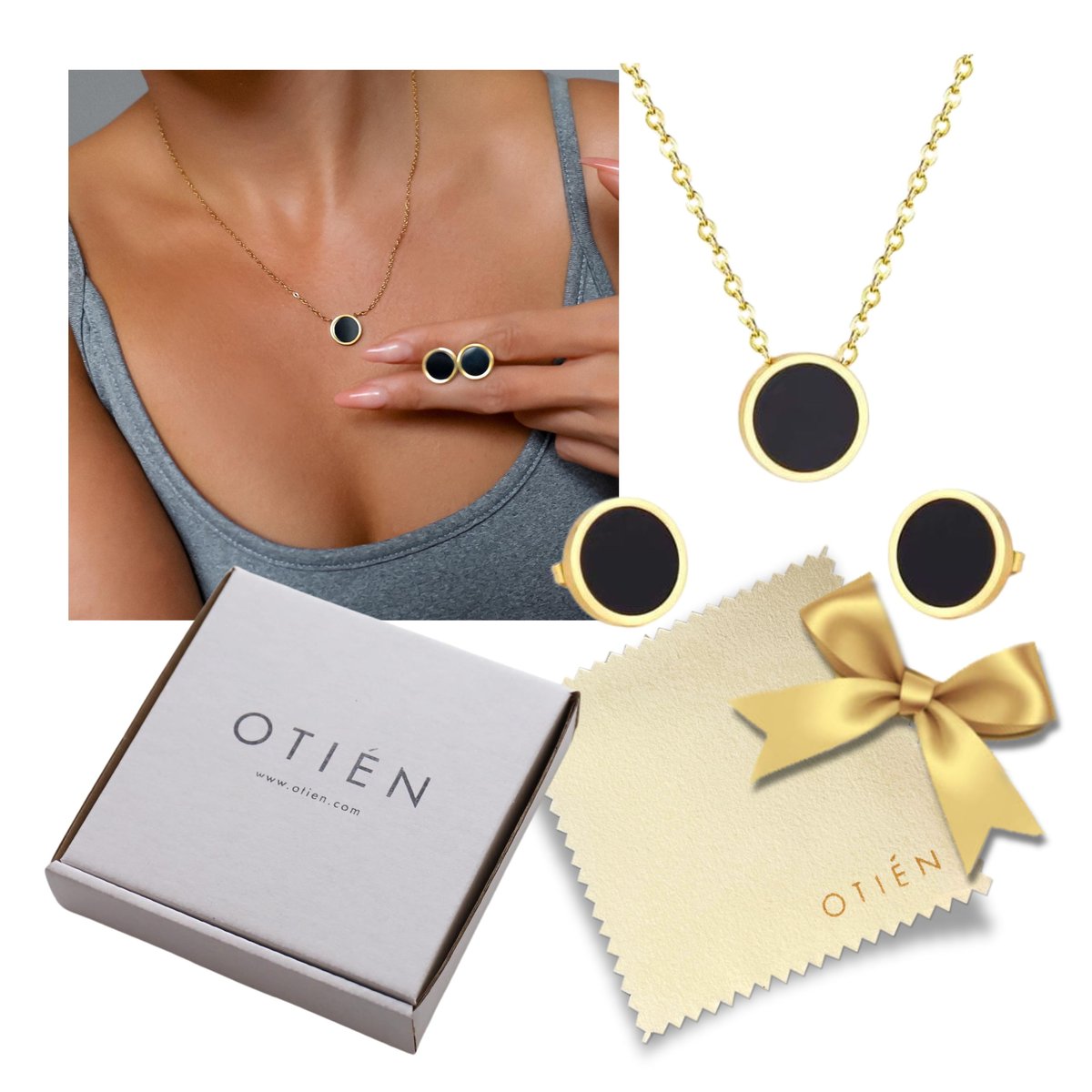 Elegancka Biżuteria do Dekoltu V – Złota z Czarnym Oczkiem