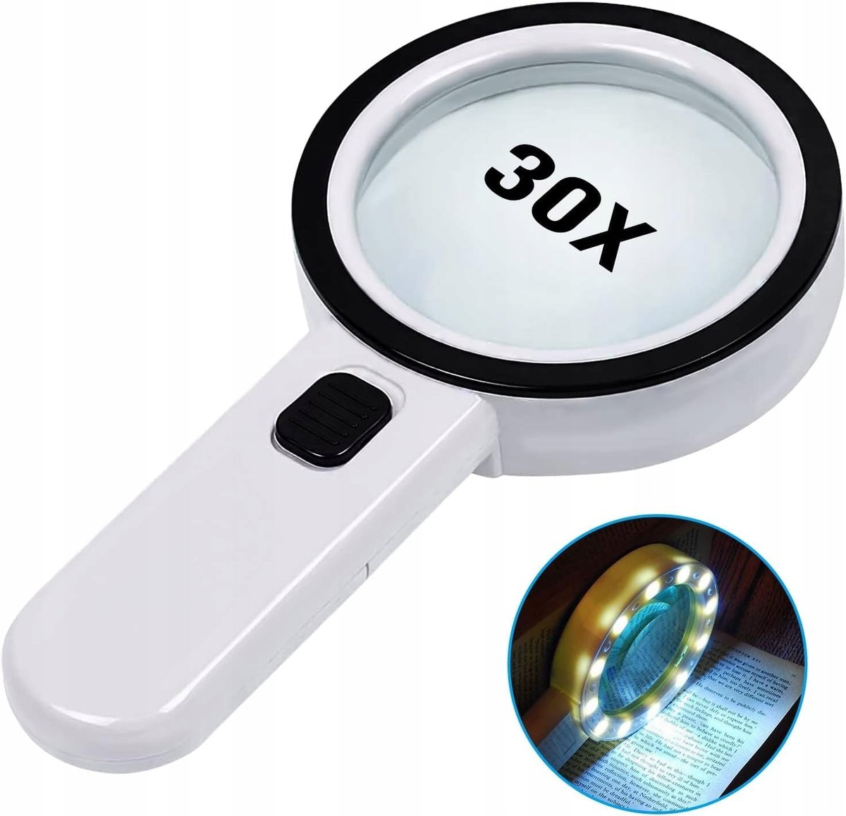 Szkło Powiększające 30X Lupa Dla Seniorów Ze Światłem Led Na Zmęczone Oczy