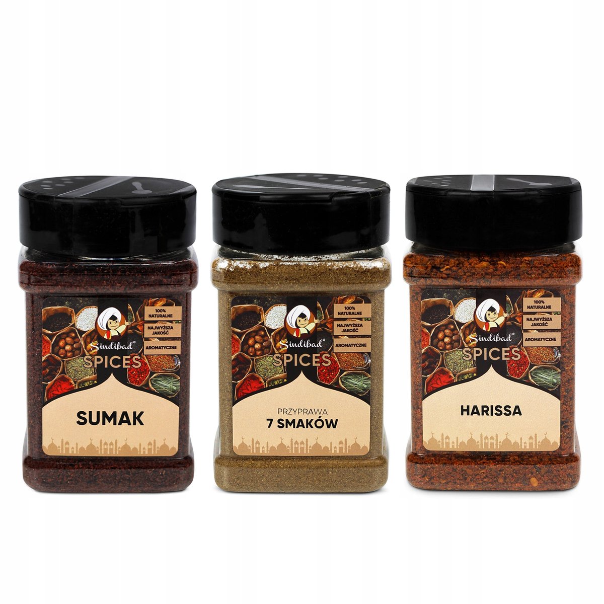 Zestaw 3 Przypraw Bliskowschodnich Sumak & Harissa & 7 Smaków