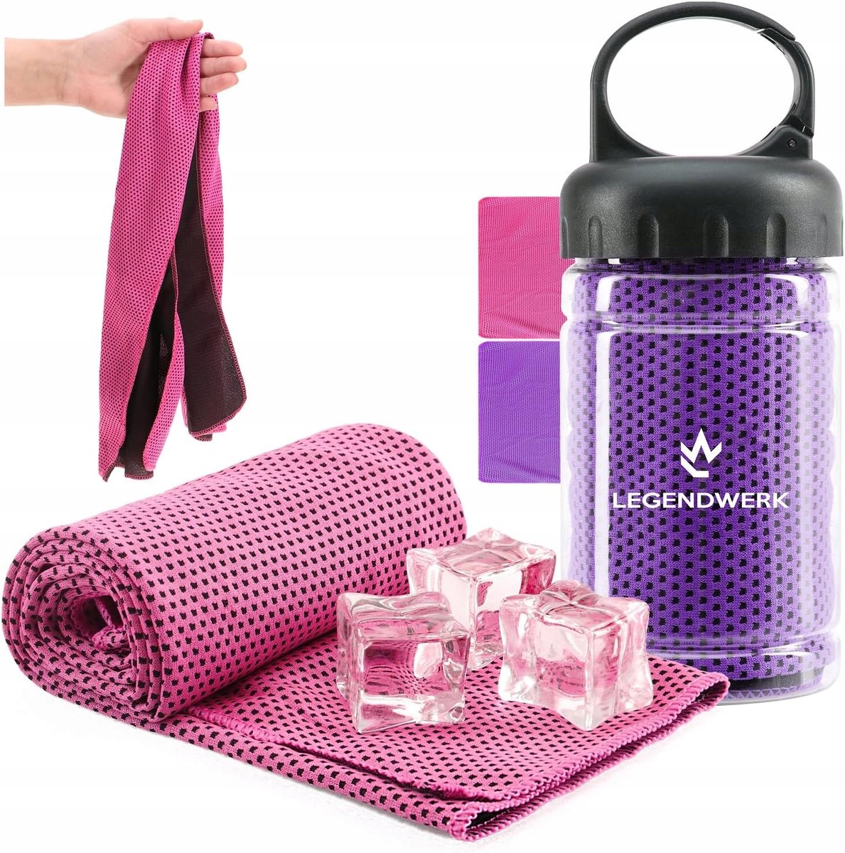 Ręcznik Sportowy X2 Ręcznik Chłodzący W Butelce Różowy Fioletowy 80 X 30Cm