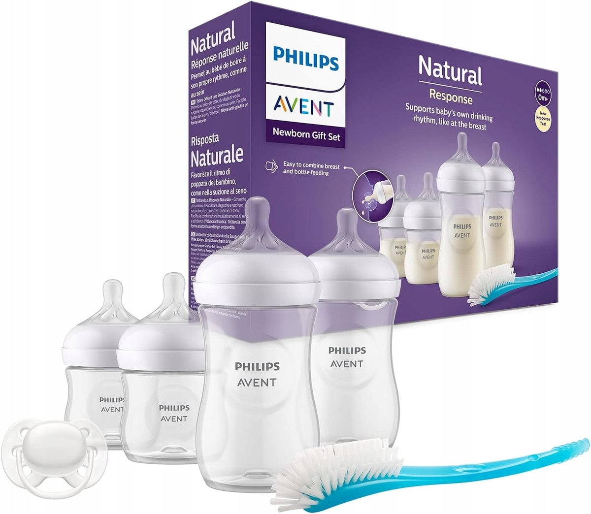 4 X Butelka Zestaw Butelek Dla Noworodków 260Ml + Responsywny Smoczek