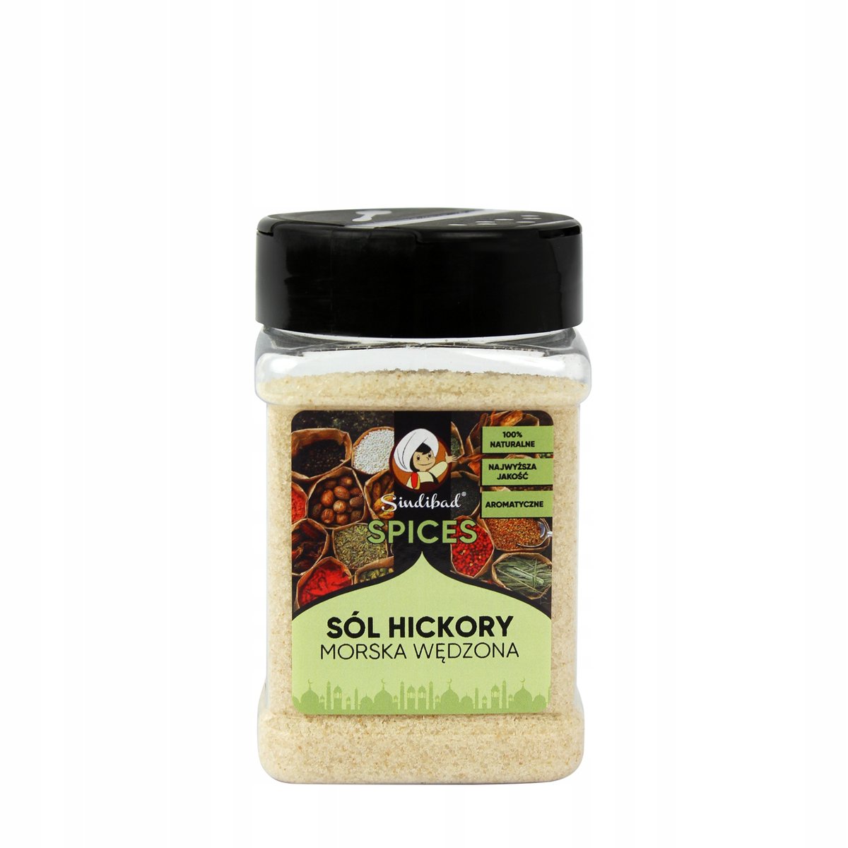 SÓL DROBNA WĘDZONA DREWNEM HIKOROWYM MOCNA AROMATYCZNA 300 G SINDIBAD