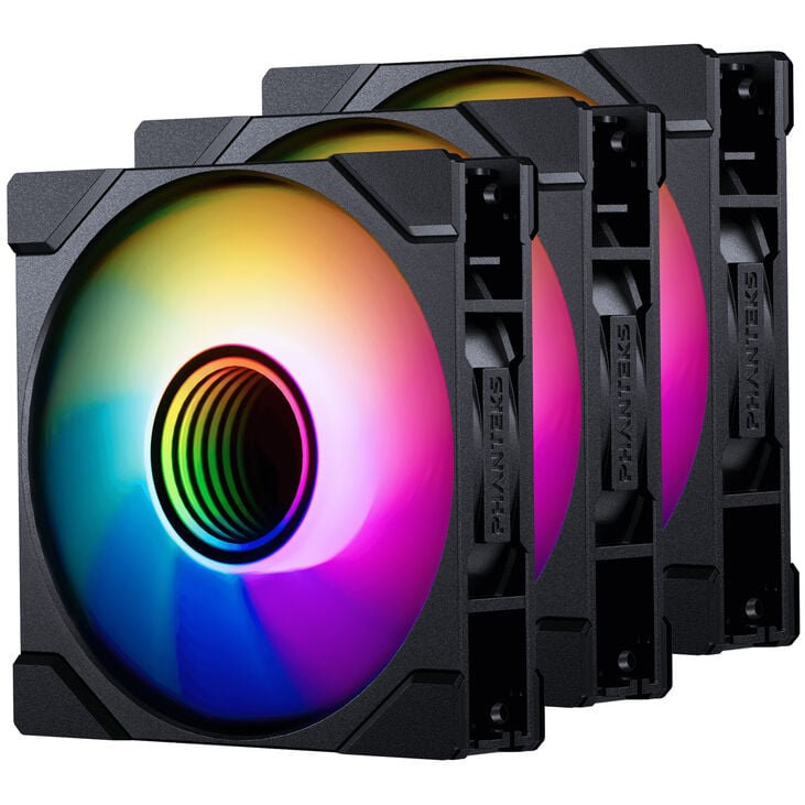 Zestaw wentylatorów Phanteks M25 Gen2 PWM ARGB Reverse Airflow 120mm, czarny (3 szt)