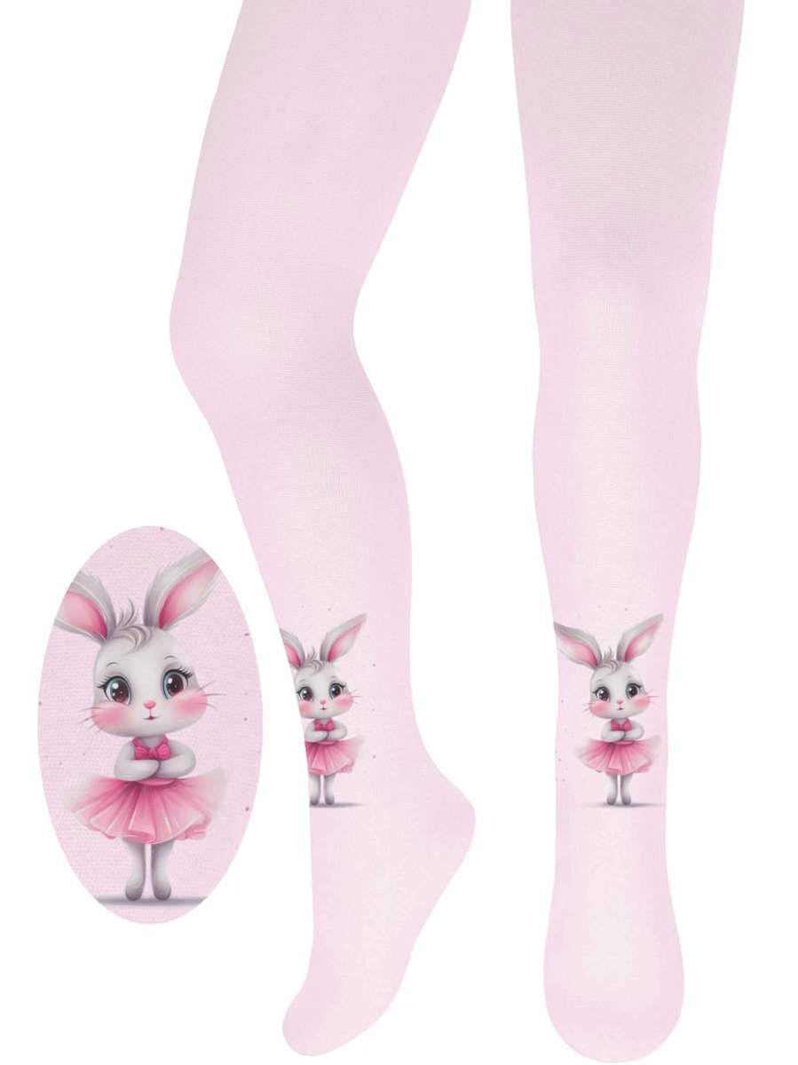 Dziewczęce rajstopki cienkie króliczek różowe Brand r.104/110