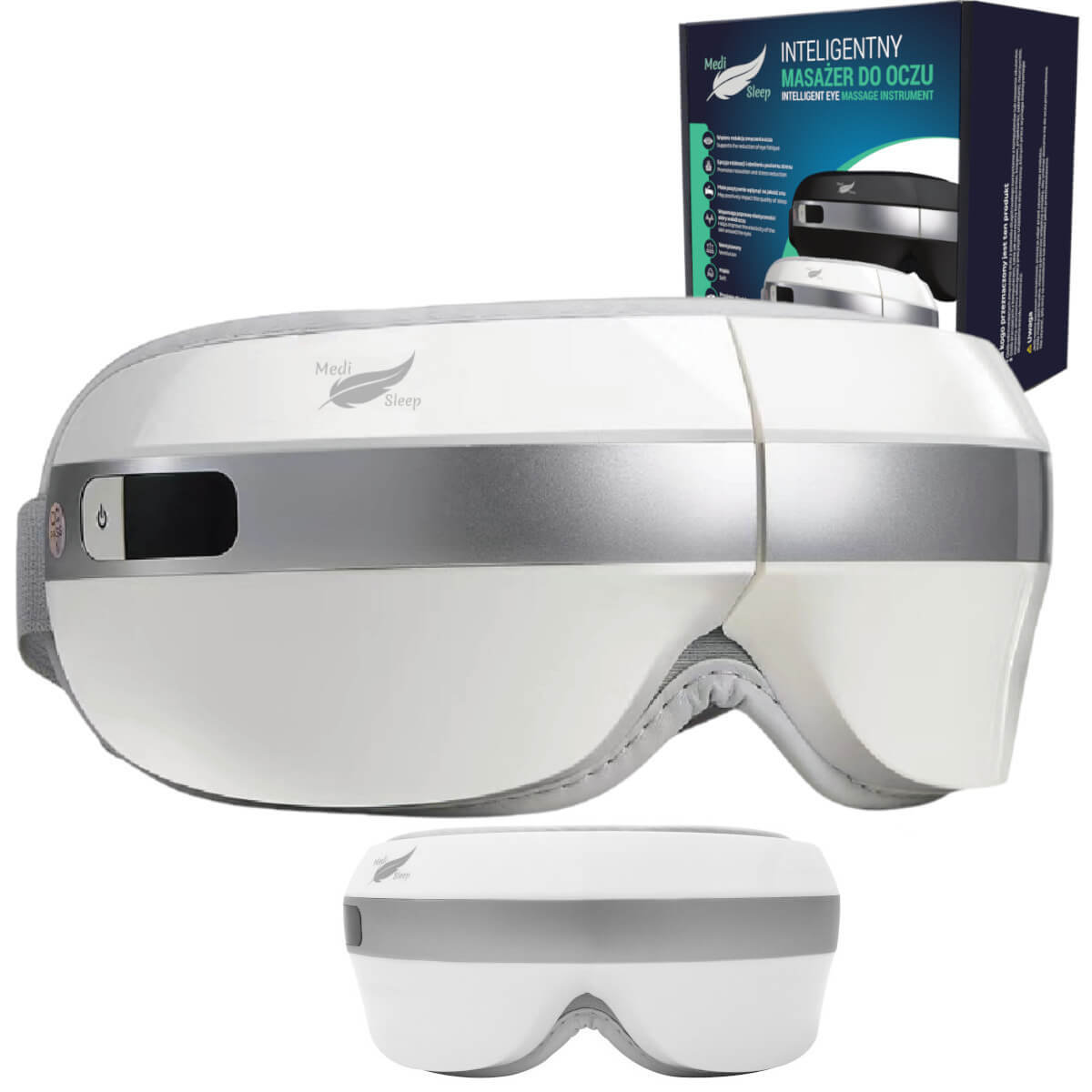 MASAZER DO TWARZY OCZU Z CIEPŁYM KOMPRESEM, 4 TRYBY MASAZU BLUETOOTH BIAŁY