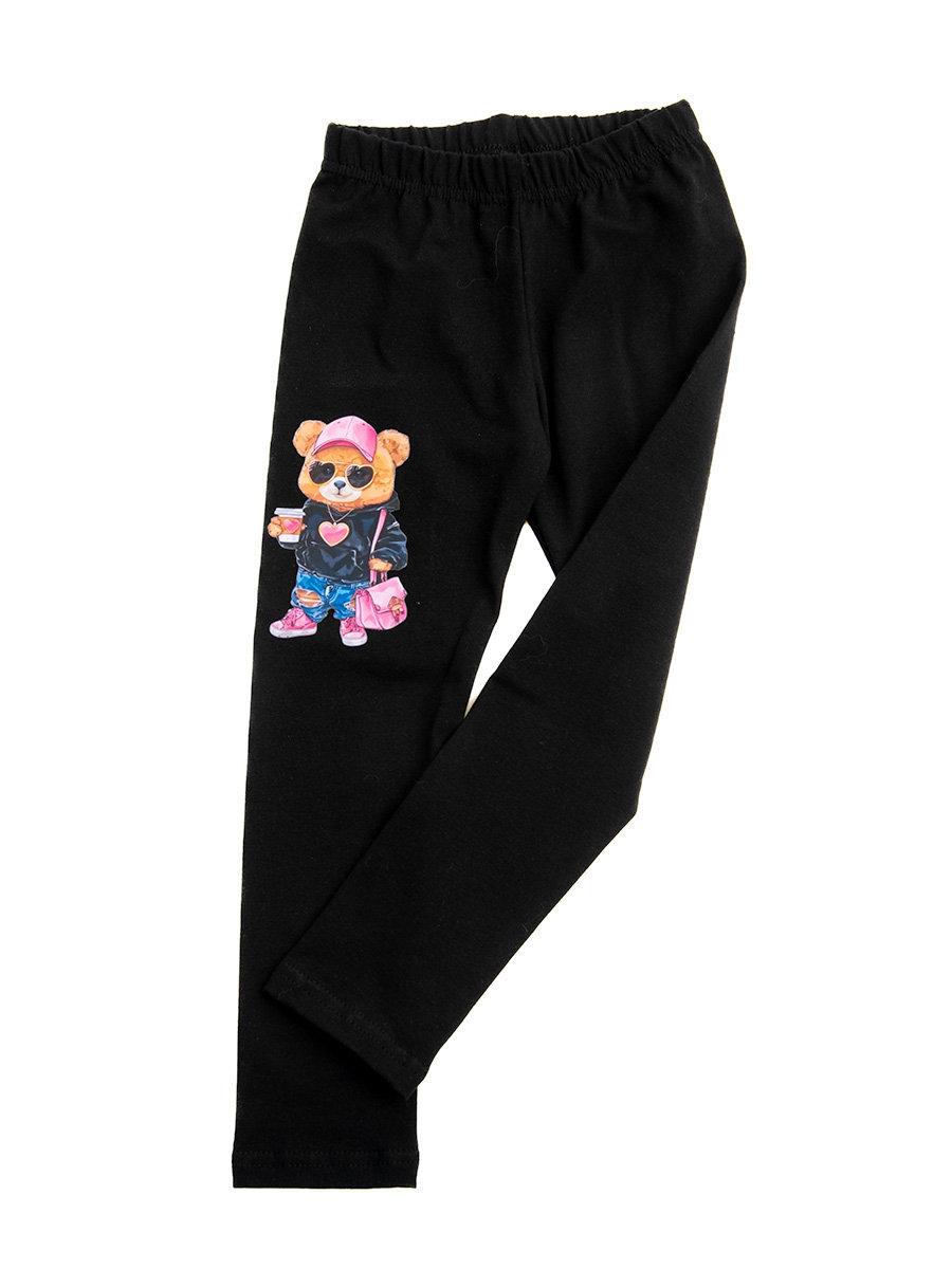 Dziewczęce legginsy z nadrukiem misia serce czarne Tup Tup r.104