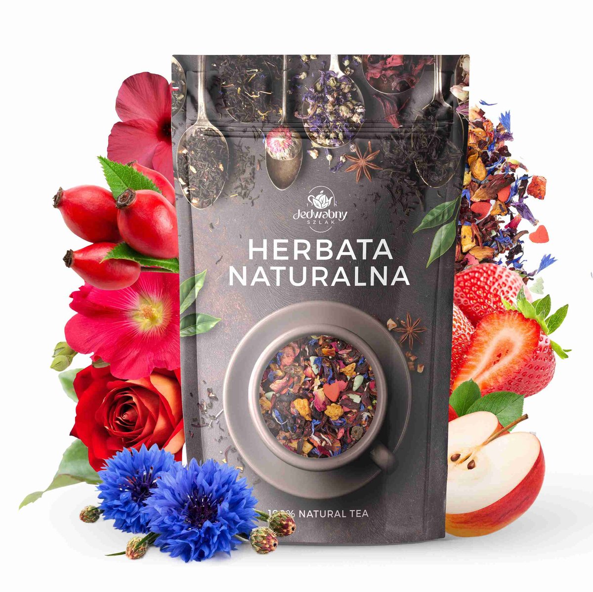 Herbata owocowa Wesoły Bałwanek 100g z bławatkiem TRUSKAWKA