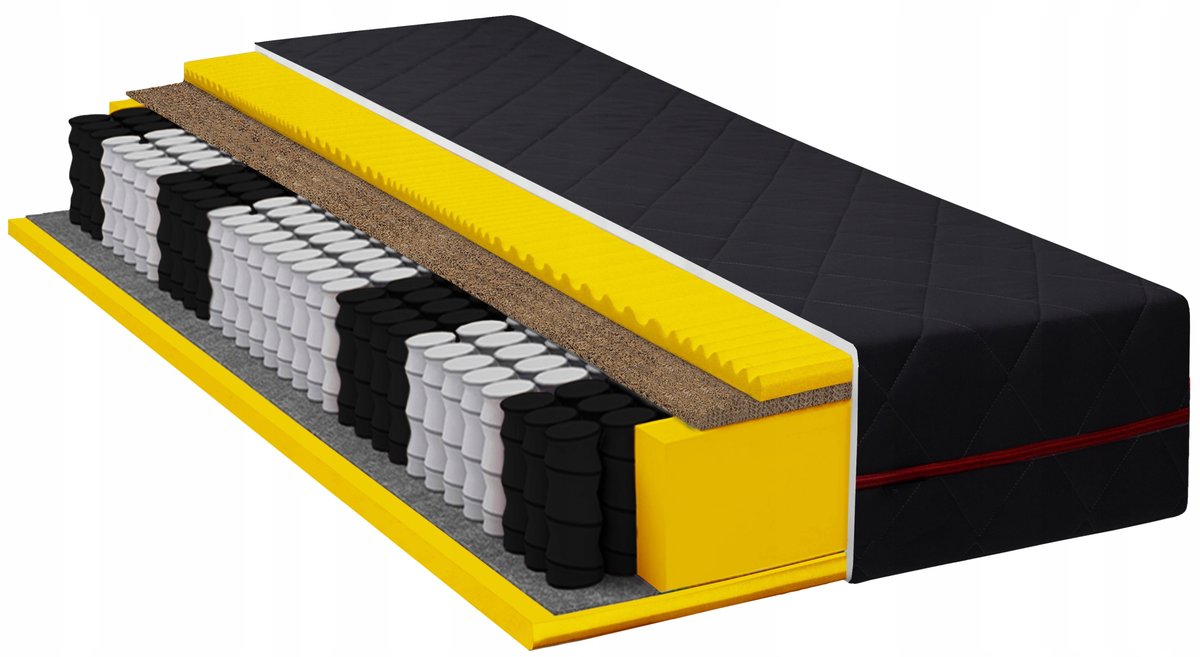 Materac 120x200 pocket KOKOS masujący BLACK 24cm MAX wygodny