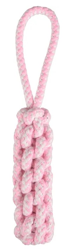 FLAMINGO Dummy Sznurowy szarpak 24 cm - biały/różowy