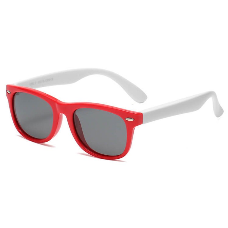 Dziecięce 5-9 lat gumowe okulary przeciwsłoneczne polaryzacyjne POL-JR-57B red/white