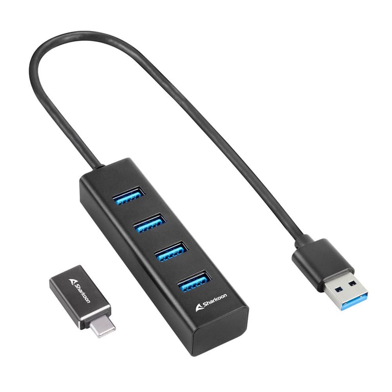 Sharkoon 4044951037582 huby i koncentratory USB 3.2 Gen 1 (3.1 Gen 1) Type-C 5000 Mbit/s Czarny