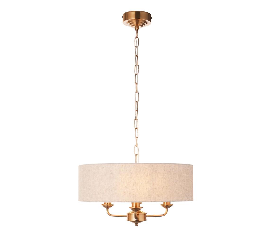 Endon 110723 - Żyrandol na łańcuchu HIGHCLERE 3xE14/40W/230V beżowy/mosiądz