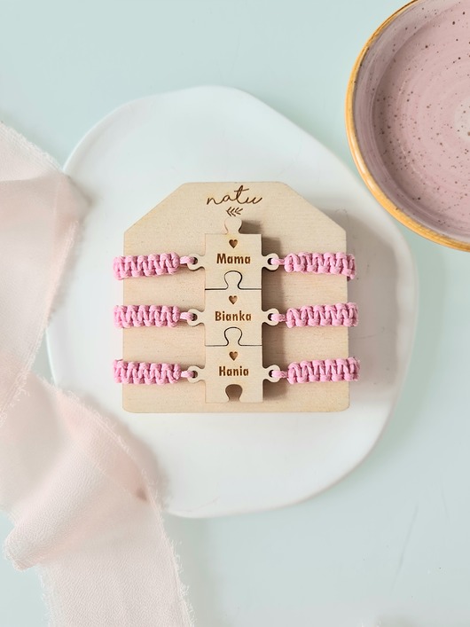 Zestaw bransoletek Puzzle z grawerem na Dzień Matki
