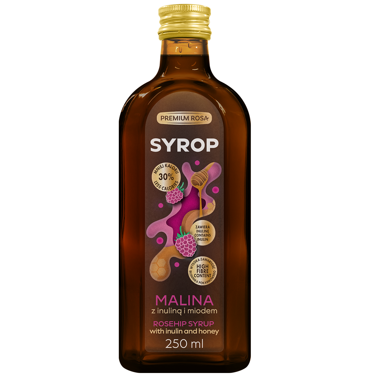 Premium Rosa Syrop Róża z inuliną i miodem, 250 ml
