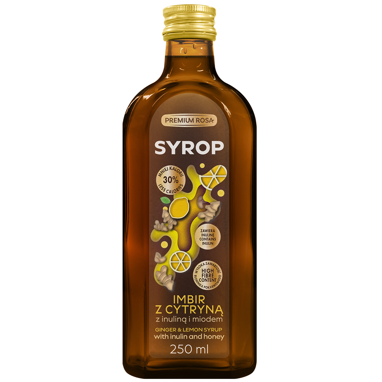 Premium Rosa Syrop Imbir z cytryną z inuliną i miodem, 250 ml