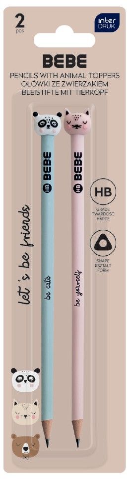 Bebe Kids. Ołówki ze zwierzątkami 2sztuki. Friends Girls