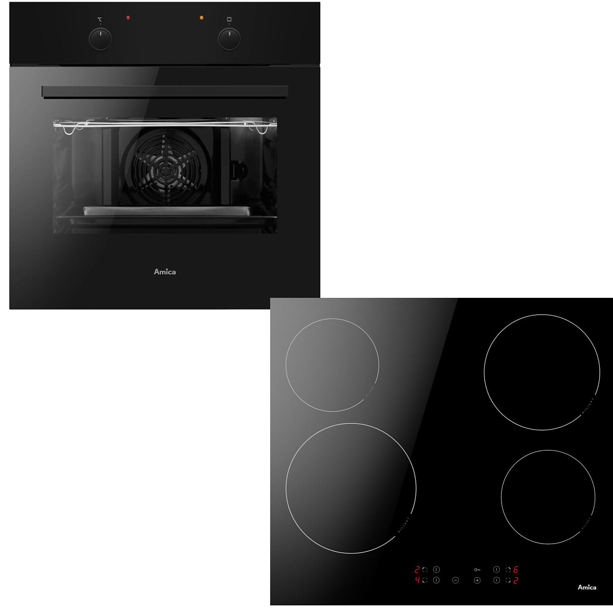Zestaw AGD do zabudowy Amica Piekarnik elektryczny ES06117B + Płyta ceramiczna PC6400ZH