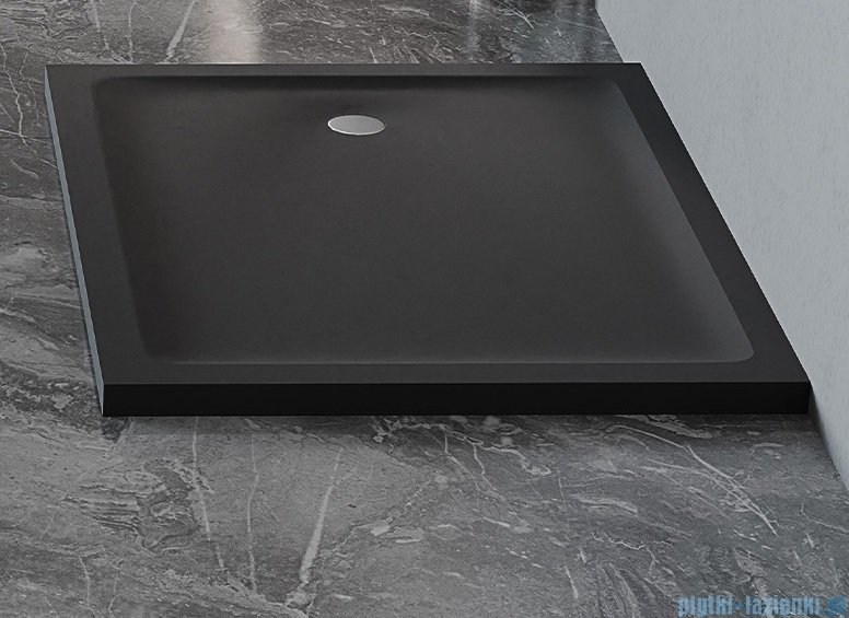 New Trendy Mild Satin Black Brodzik akrylowy prostokątny 120x70x4,5 cm czarny mat B-0673