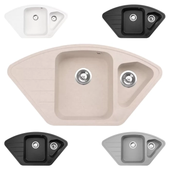 Zlewozmywak granitowy półtorakomorowy narożny 93x49 MERKURY zlew kuchenny