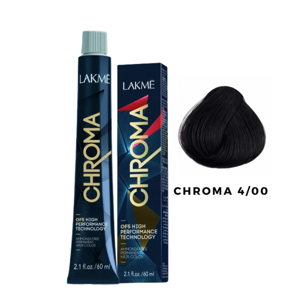 Lakme Chroma, farba do włosów o łagodnej formule, 4/00, 60ml