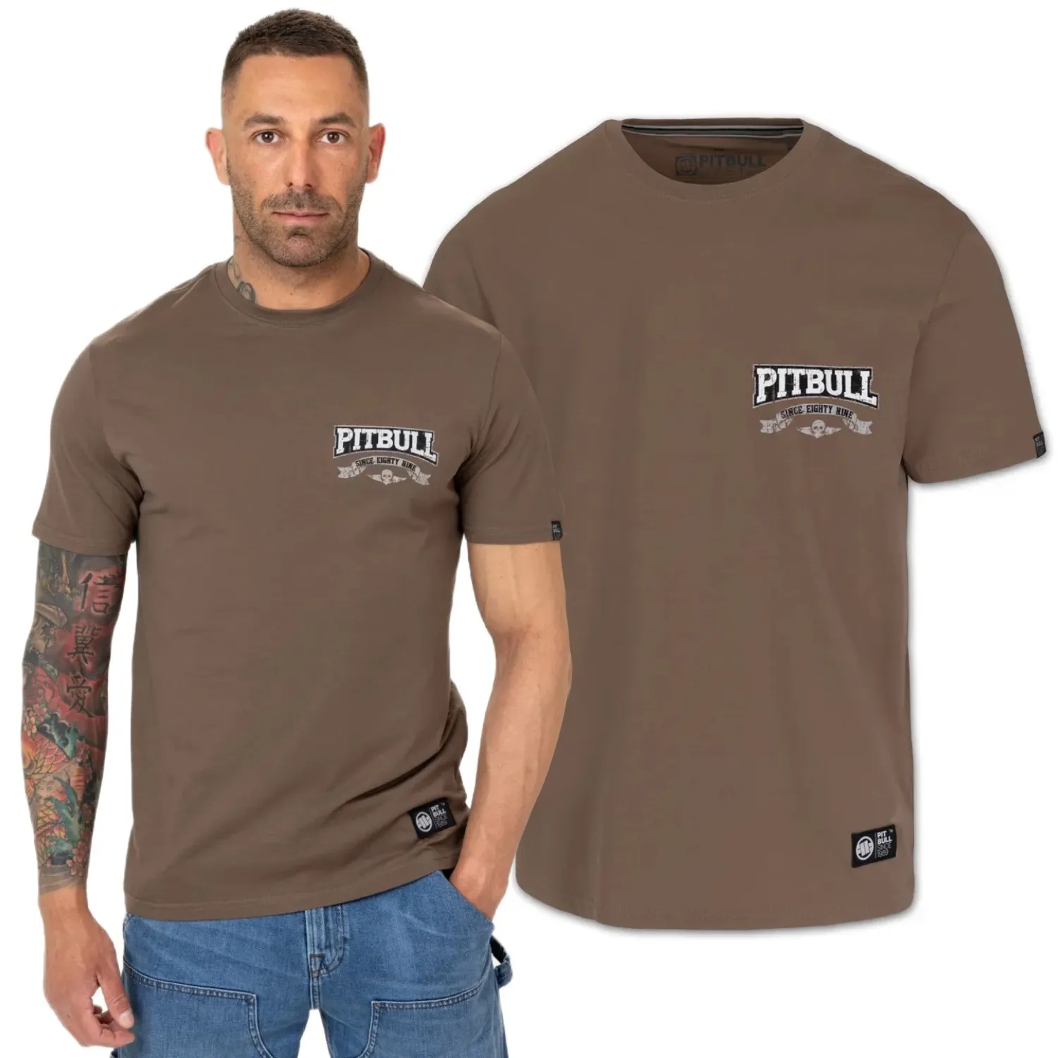 PITBULL KOSZULKA Light Weight 170 Basic Troublemaker '25 - Ciemnobrązowa