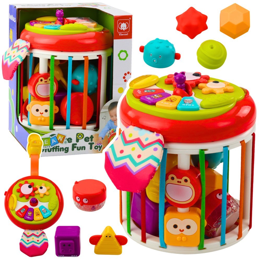 Walec Kostka Sensoryczna Interaktywna Sorter Światła Dźwięki Kolorowa LEAN Toys