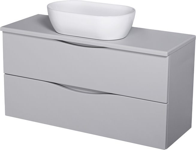 Szafka łazienkowa wisząca ONDA 100 cm szara z białą umywalką Gante