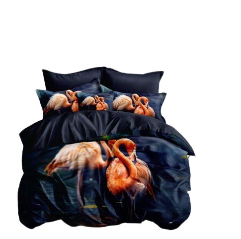 Pościel 3D - Flamingi/czarna - 140x200 - 3 cz.